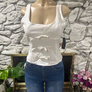 Chic White Bow-Accent Blouse